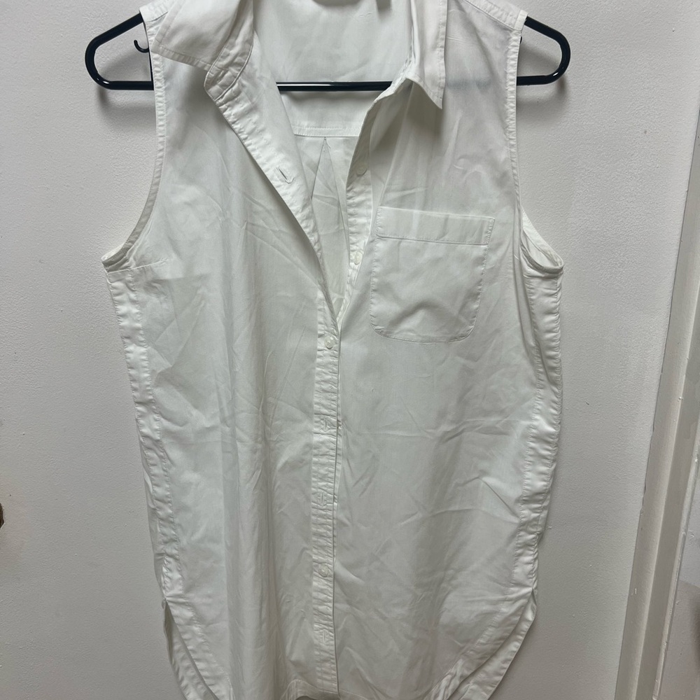 Athleta Sleeveless White Button-down Women's Dress